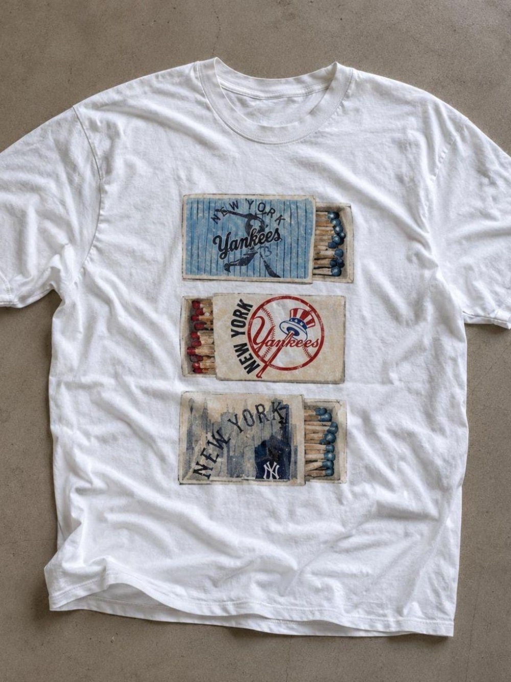 Gildan White New York Yankees Matchbox Graphic Tee